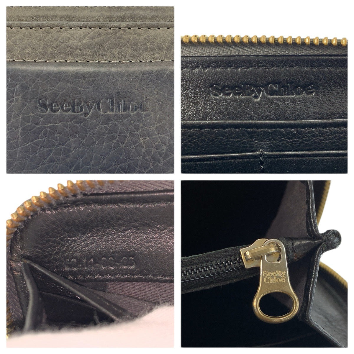 22481
SEE BY CHLOE シーバイクロエ グレー ゴールド金具 レザー 03 14 86 65 長財布 ロングウォレット レディース AB3