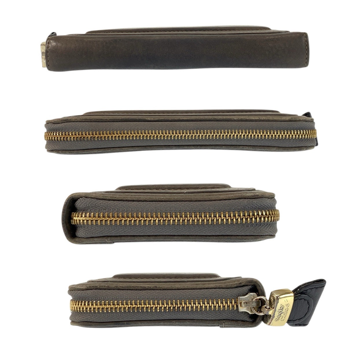 22481
SEE BY CHLOE シーバイクロエ グレー ゴールド金具 レザー 03 14 86 65 長財布 ロングウォレット レディース AB3