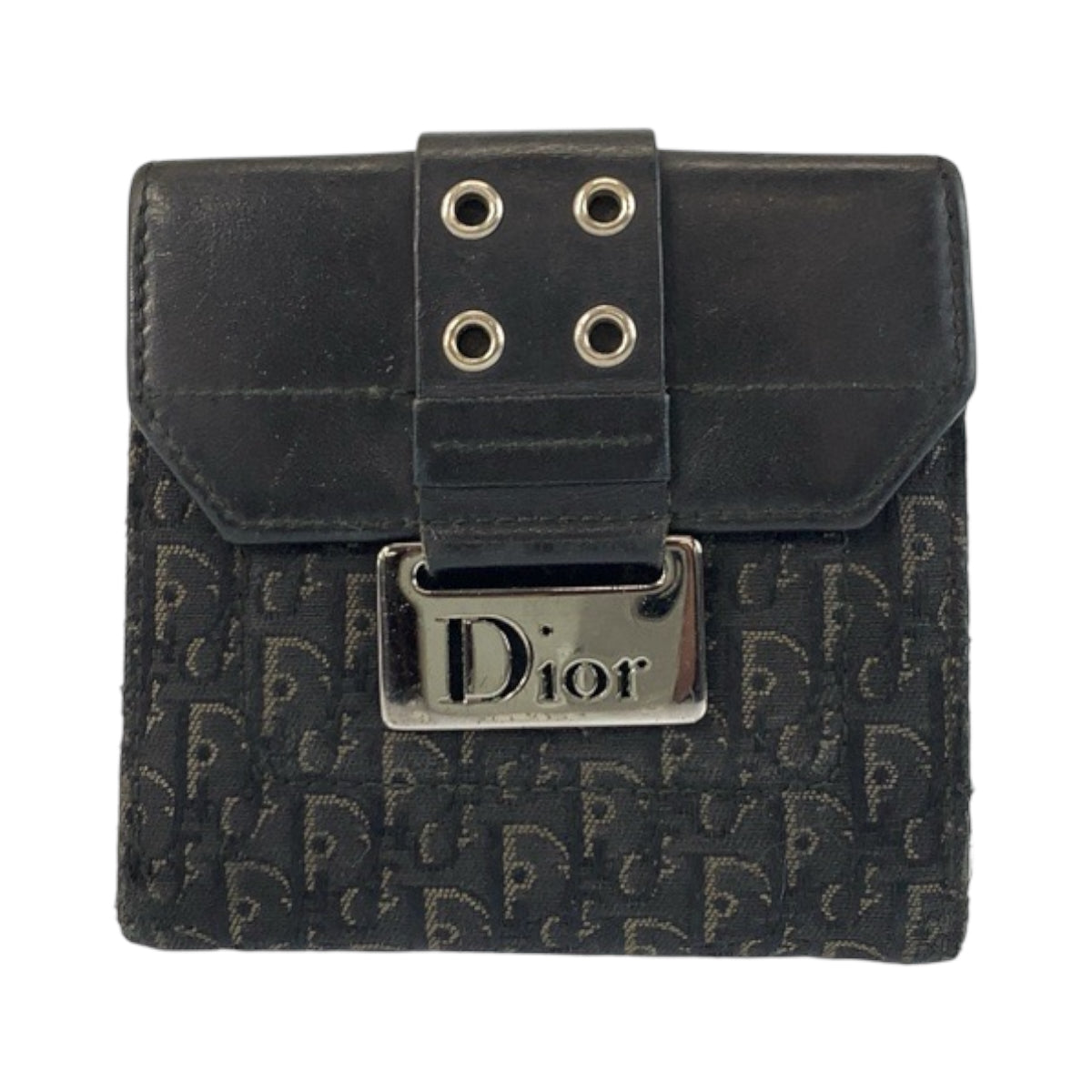22482
Christian Dior クリスチャンディオール トロッター ブラック 黒 シルバー金具 キャンバス / レザー TR0072 折財布 コンパクトウォレット レディース AB7