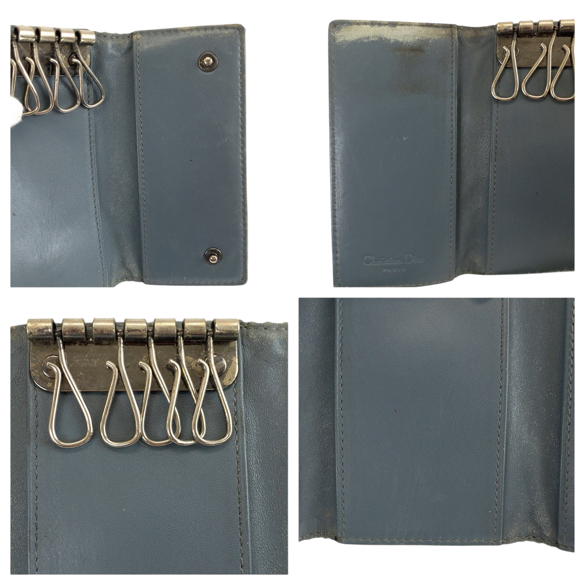 22483
Christian Dior Vintage Trotter 5-Hook Key Case Blue Silver Hardware Canvas / Leather Unisex Ladies B1