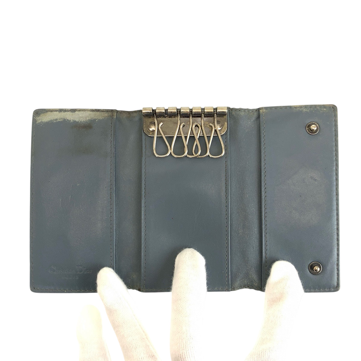 22483
Christian Dior Vintage Trotter 5-Hook Key Case Blue Silver Hardware Canvas / Leather Unisex Ladies B1