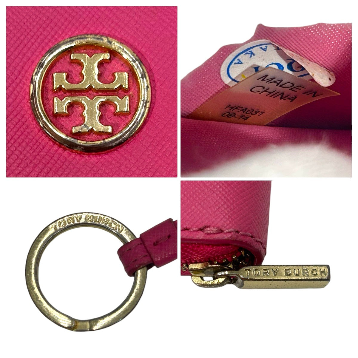 22484
Tory Burch トリーバーチ ロビンソン ピンク ゴールド金具 レザー コインケース カードケース レディース AB1