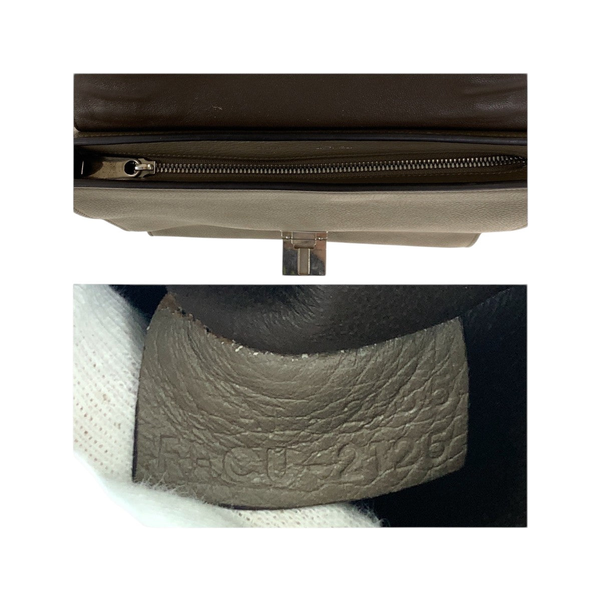 22486
CELINE セリーヌ トラペーズ グレージュ シルバー金具 レザー F CU 2125 ハンドバッグ ショルダーバッグ 2way レディース ABP50