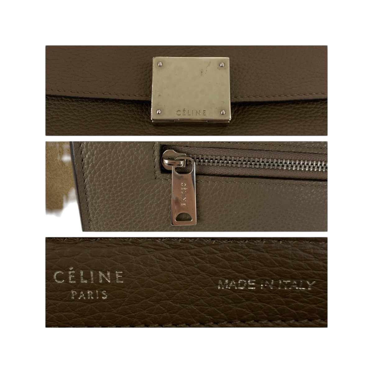 22486
CELINE セリーヌ トラペーズ グレージュ シルバー金具 レザー F CU 2125 ハンドバッグ ショルダーバッグ 2way レディース ABP50