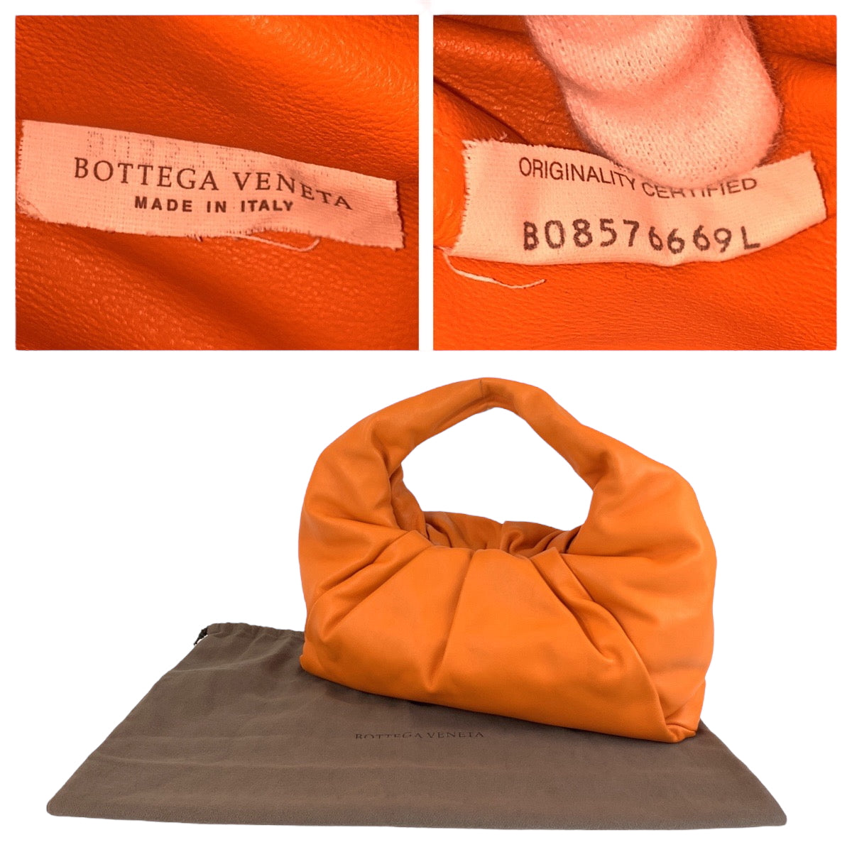 22488
BOTTEGAVENETA The Shoulder Pouch Orange Leather BO8576669L Hobo Shoulder Bag Handbag Ladies A125