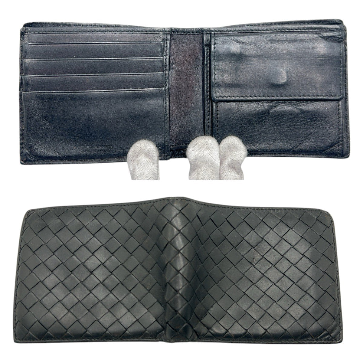 22489
BOTTEGAVENETA ボッテガヴェネタ イントレチャート ブラック 黒 レザー 193642 二つ折り財布 折財布 コンパクトウォレット メンズ AB2