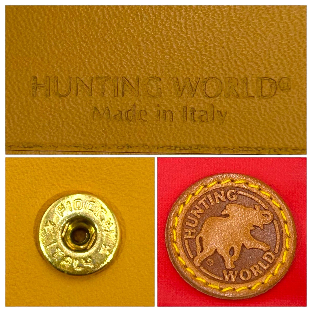 22492
HUNTING WORLD ハンティングワールド レッド ブラウン ナイロン / レザー 二つ折り財布 折財布 コンパクトウォレット メンズ AB1
