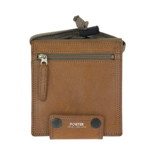 22493
PORTER ポーター フィールド ブラウン カーキ シルバー金具 レザー / キャンバス 折り財布 コンパクトウォレット メンズ AB1