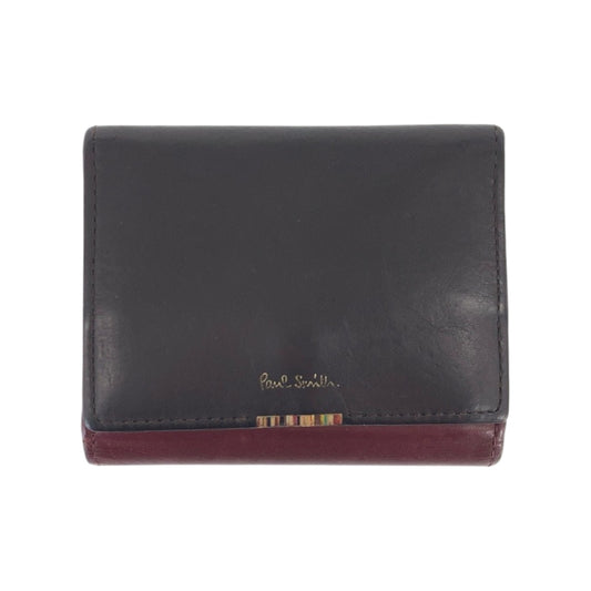 22499
Paul Smith ポール スミス マルチストライプタブ ブラウン ボルドー ゴールド金具 レザー 折財布 コンパクトウォレット レディース AB1
