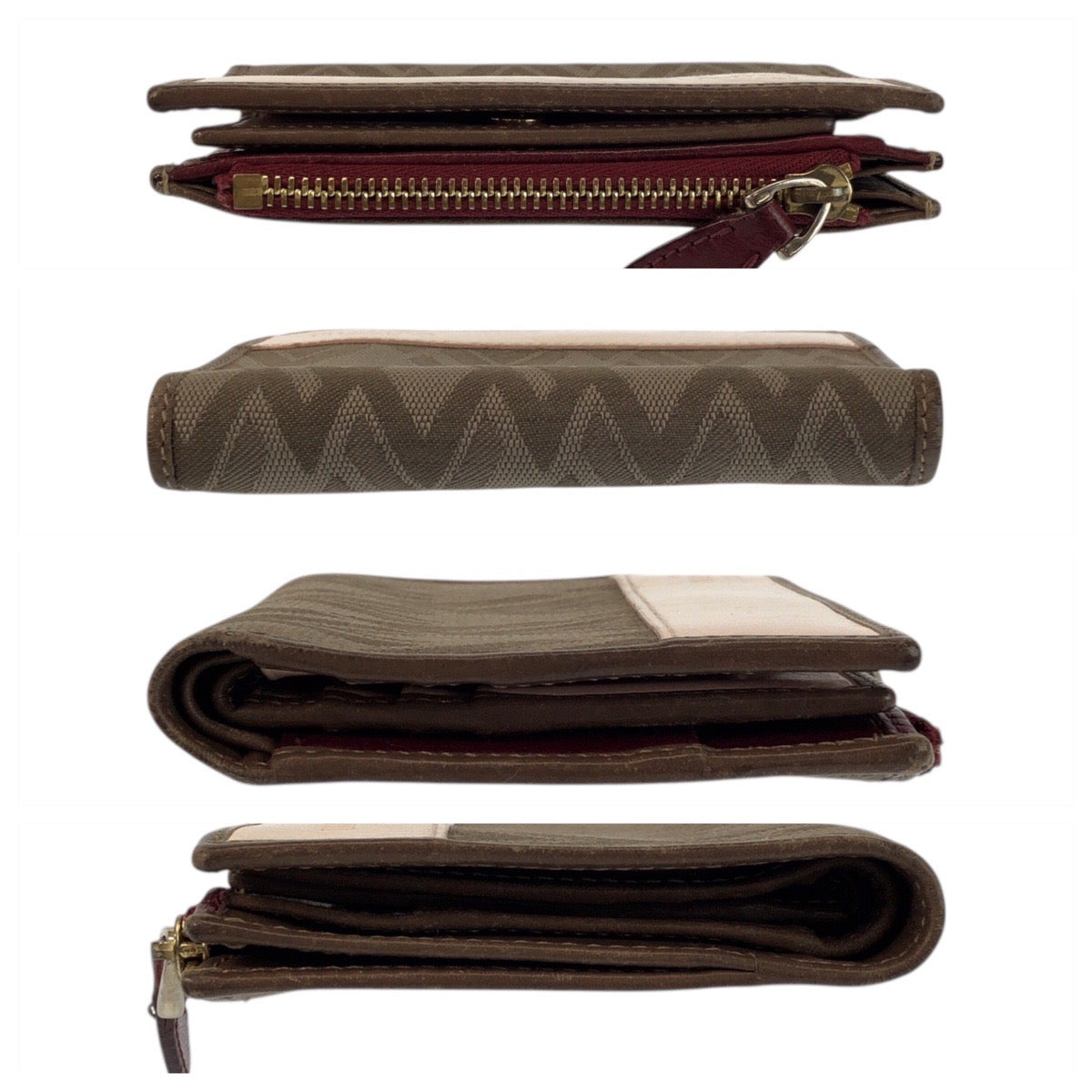 22503
Valentino Garavani Brown Pink Beige Gold Hardware Canvas / Leather PR B 913 TMC 1 Bi-fold Wallet Compact Wallet Women's AB1