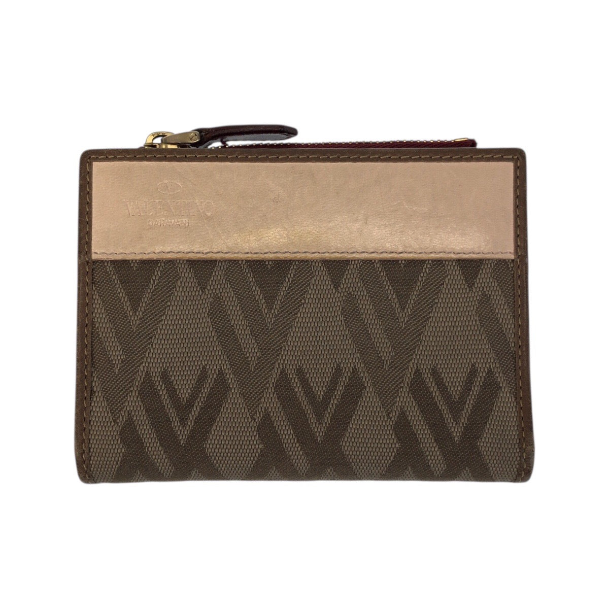 22503
Valentino Garavani Brown Pink Beige Gold Hardware Canvas / Leather PR B 913 TMC 1 Bi-fold Wallet Compact Wallet Women's AB1