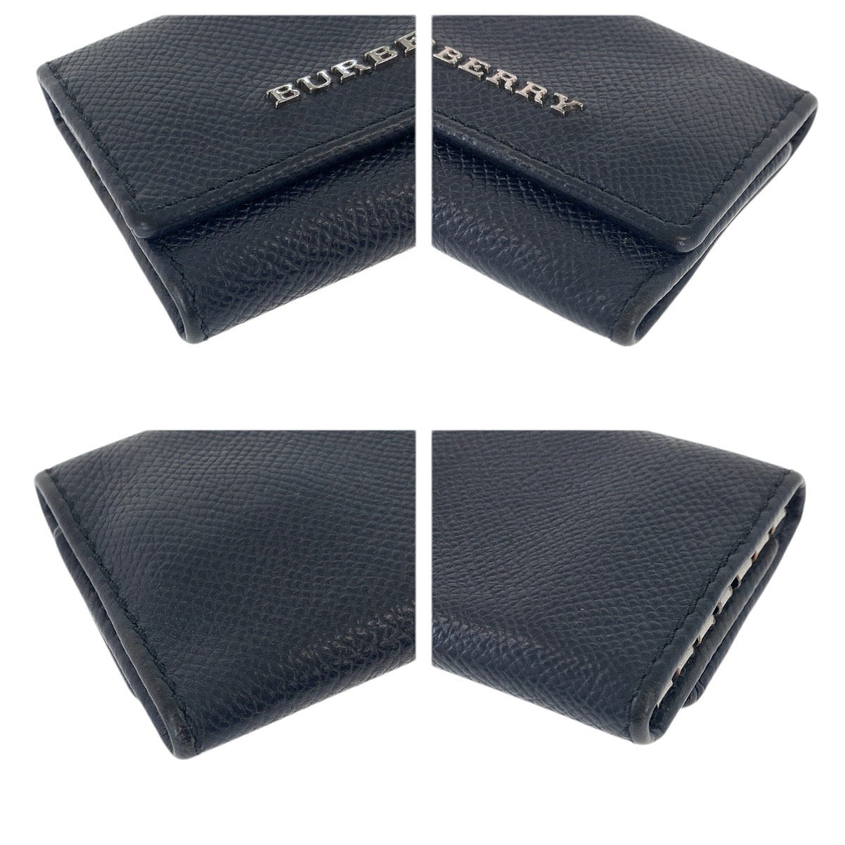 22505
BURBERRY バーバリー 6連 ネイビー ガンメタ金具 レザー キーケース 男女兼用 メンズ AB2