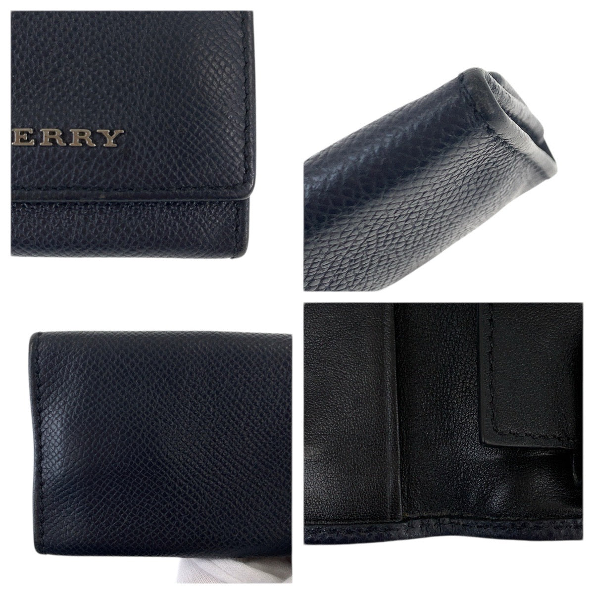22505
BURBERRY バーバリー 6連 ネイビー ガンメタ金具 レザー キーケース 男女兼用 メンズ AB2