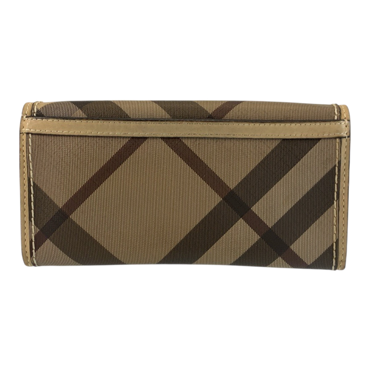22506
BURBERRY Checkered Beige Brown Gold Hardware PVC CNHOUXITDON Long Wallet Women's AB4