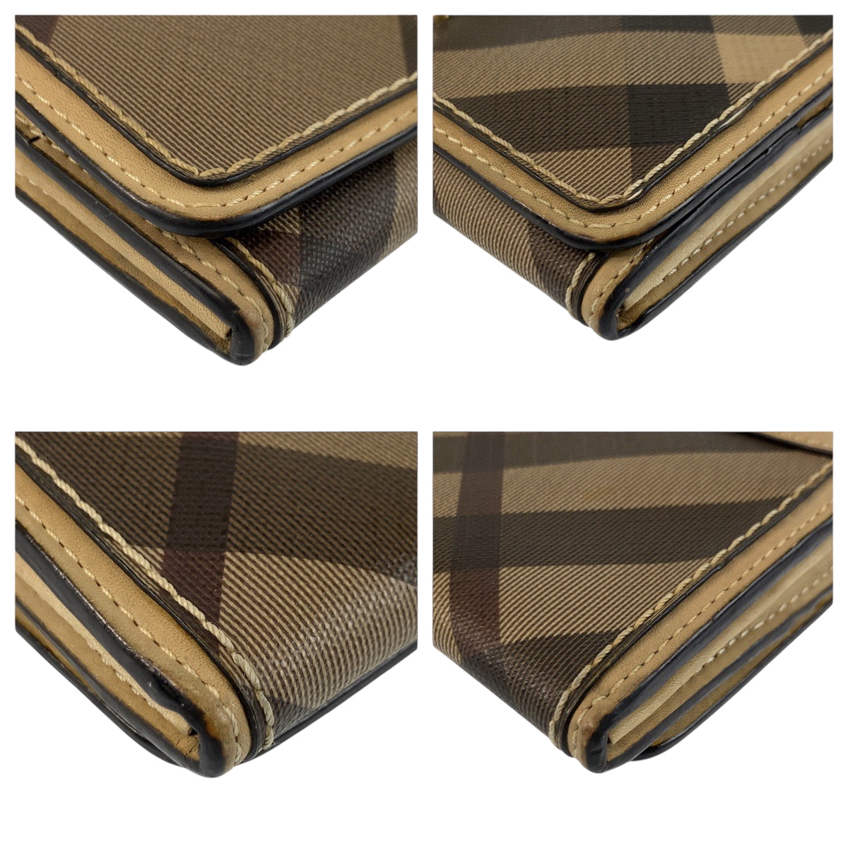 22506
BURBERRY Checkered Beige Brown Gold Hardware PVC CNHOUXITDON Long Wallet Women's AB4