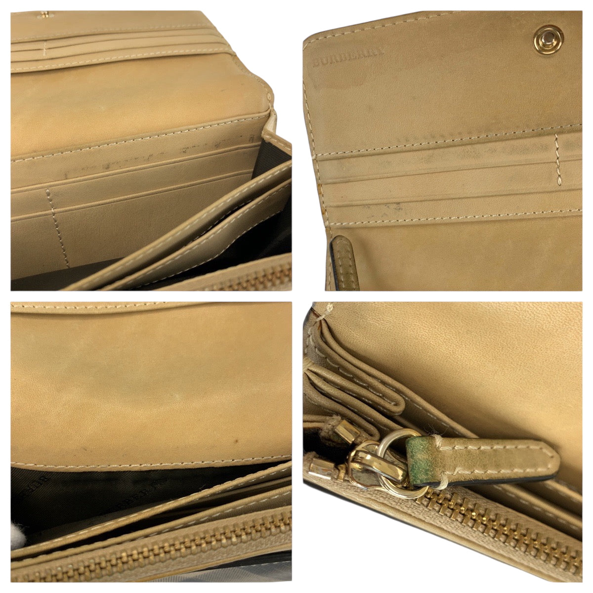 22506
BURBERRY Checkered Beige Brown Gold Hardware PVC CNHOUXITDON Long Wallet Women's AB4