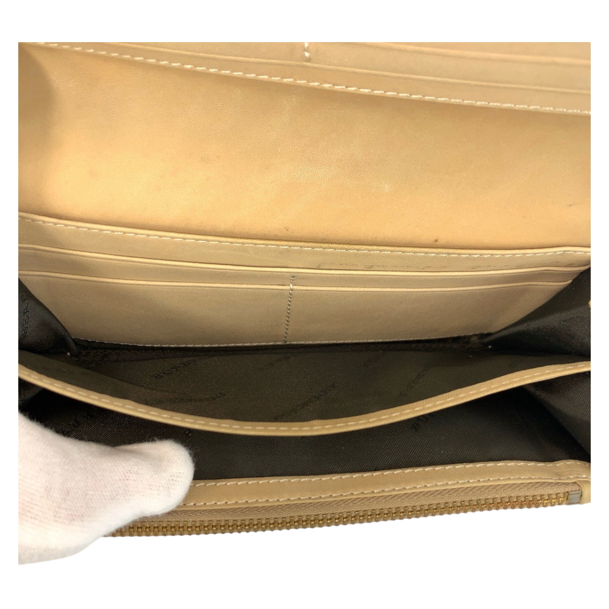 22506
BURBERRY Checkered Beige Brown Gold Hardware PVC CNHOUXITDON Long Wallet Women's AB4