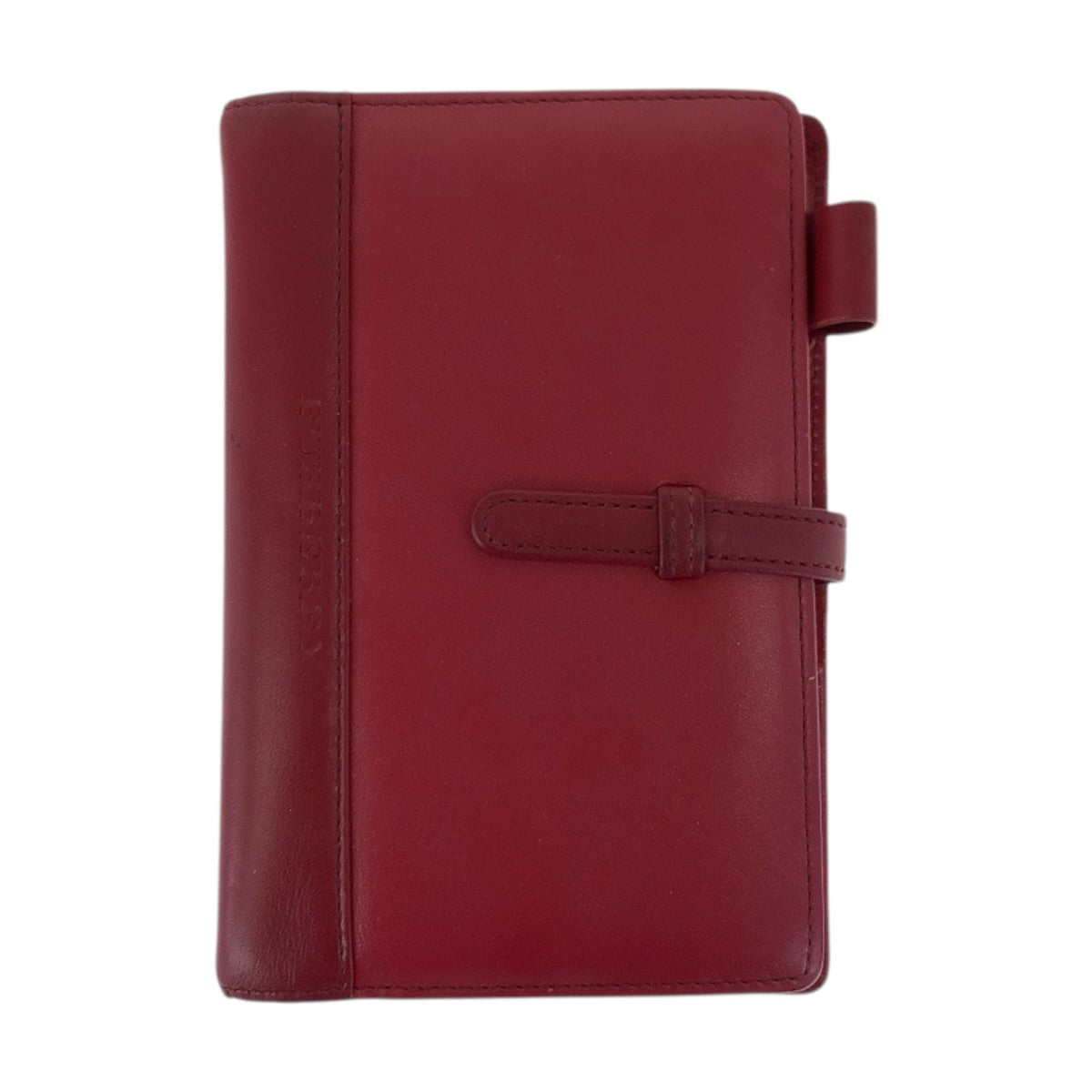 22508
BURBERRY バーバリー チェック柄 レッド シルバー金具 レザー 手帳カバー レディース AB4