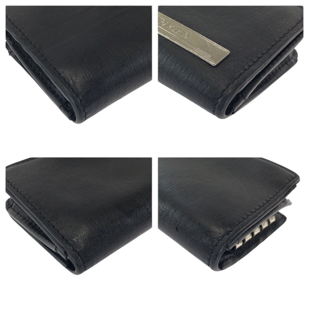 22509
Calvin Klein カルバンクライン CK 4連 ブラック 黒 シルバー金具 レザー キーケース メンズ AB1