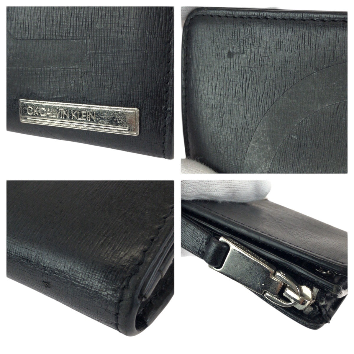 22509
Calvin Klein カルバンクライン CK 4連 ブラック 黒 シルバー金具 レザー キーケース メンズ AB1