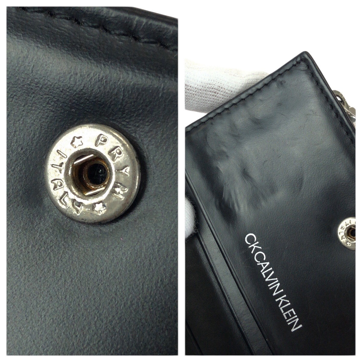 22509
Calvin Klein カルバンクライン CK 4連 ブラック 黒 シルバー金具 レザー キーケース メンズ AB1