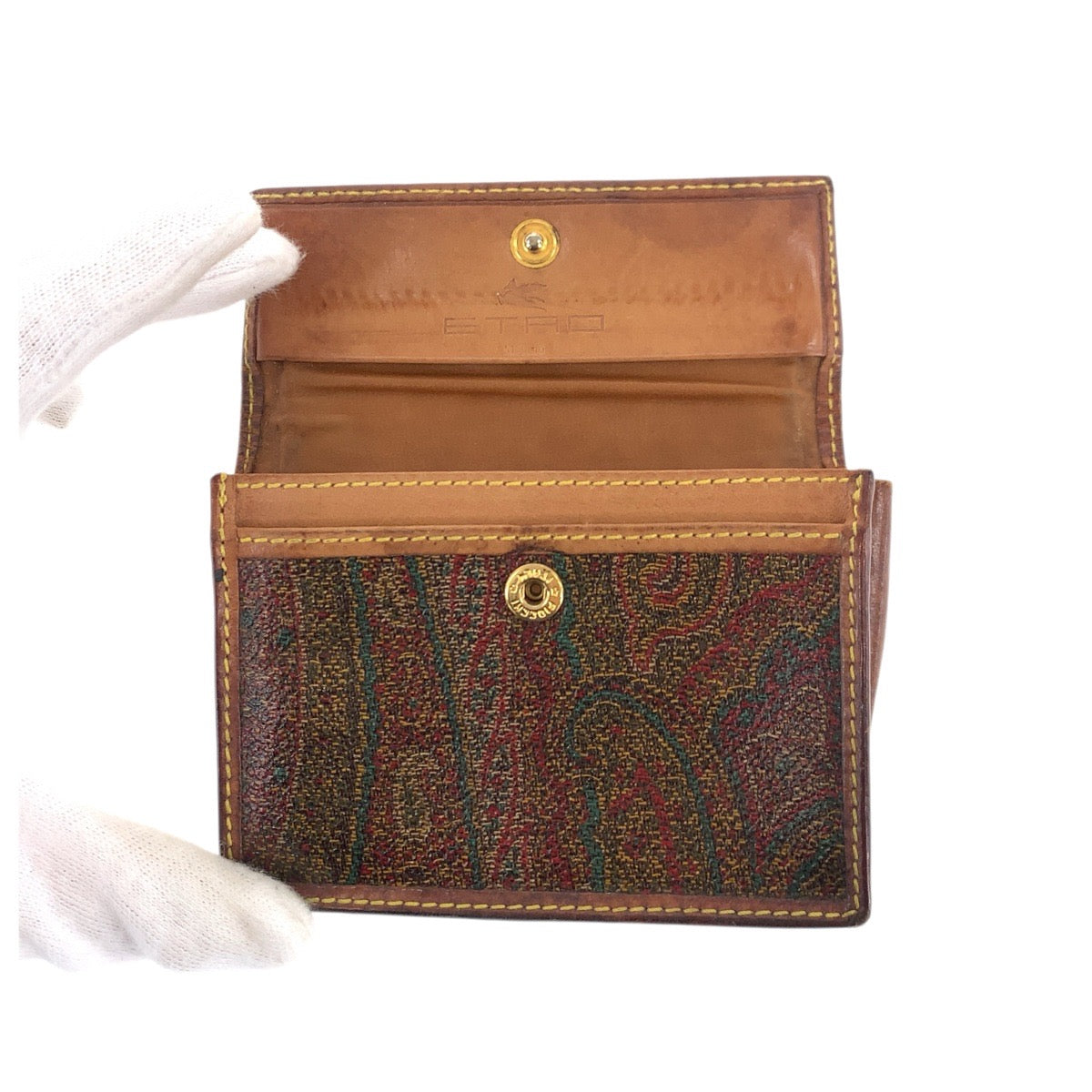 22512
ETRO エトロ ペイズリー ブラウン 茶色 PVC カードケース 名刺入れ 男女兼用 レディース AB1