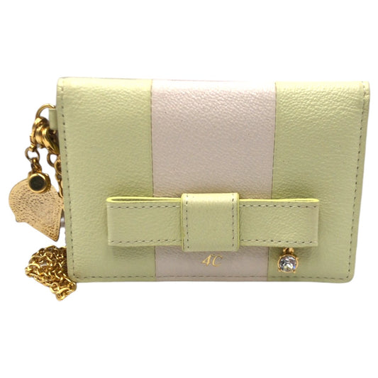 22513
４℃ ４℃ グリーン ベージュ レザー カードケース パスケース レディース ABP1