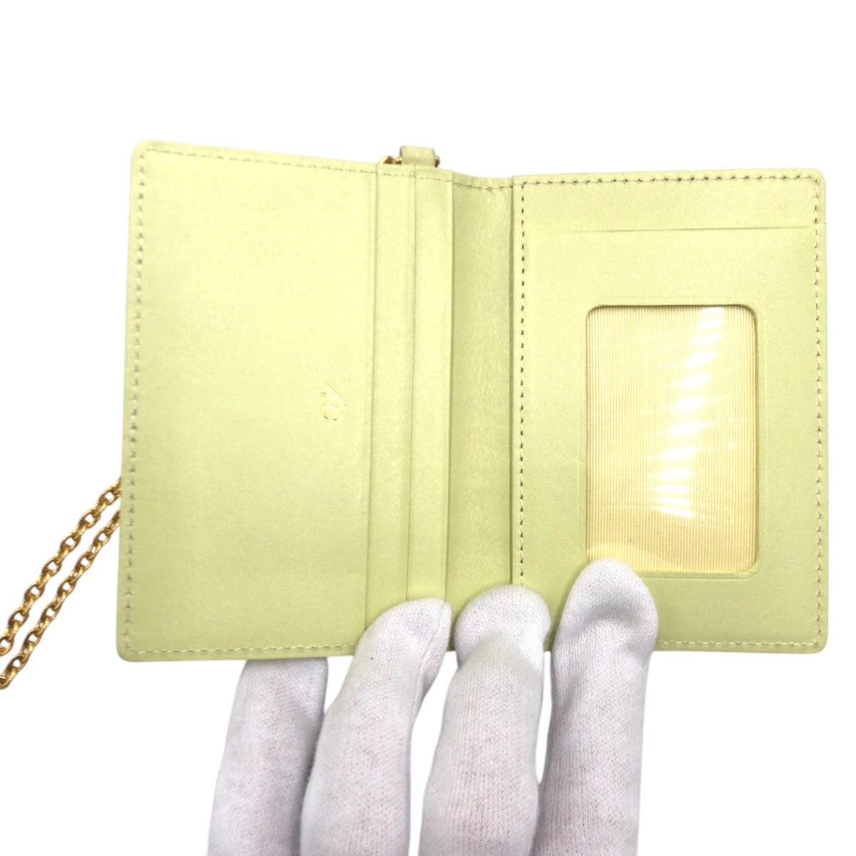 22513
４℃ ４℃ グリーン ベージュ レザー カードケース パスケース レディース ABP1