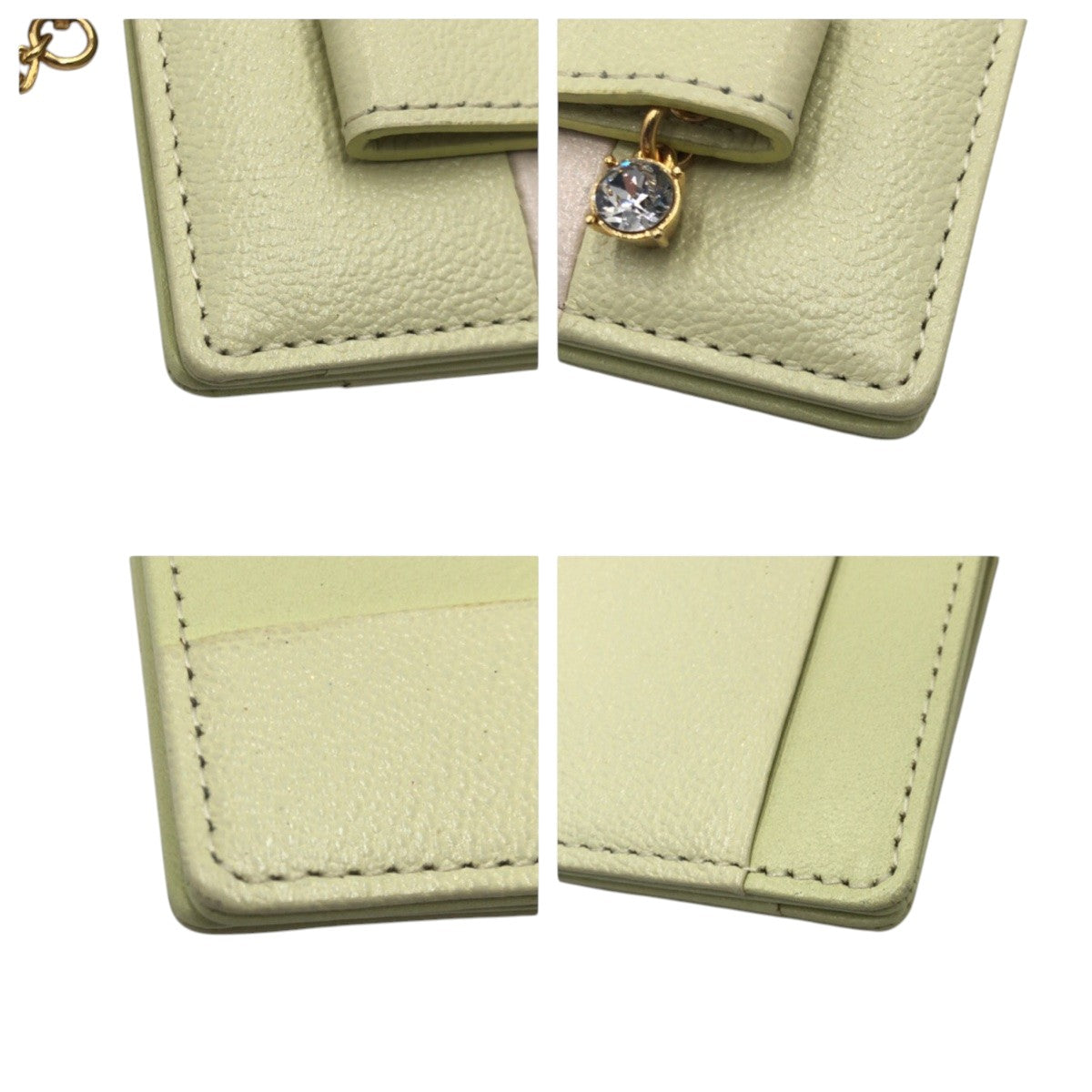 22513
４℃ ４℃ グリーン ベージュ レザー カードケース パスケース レディース ABP1