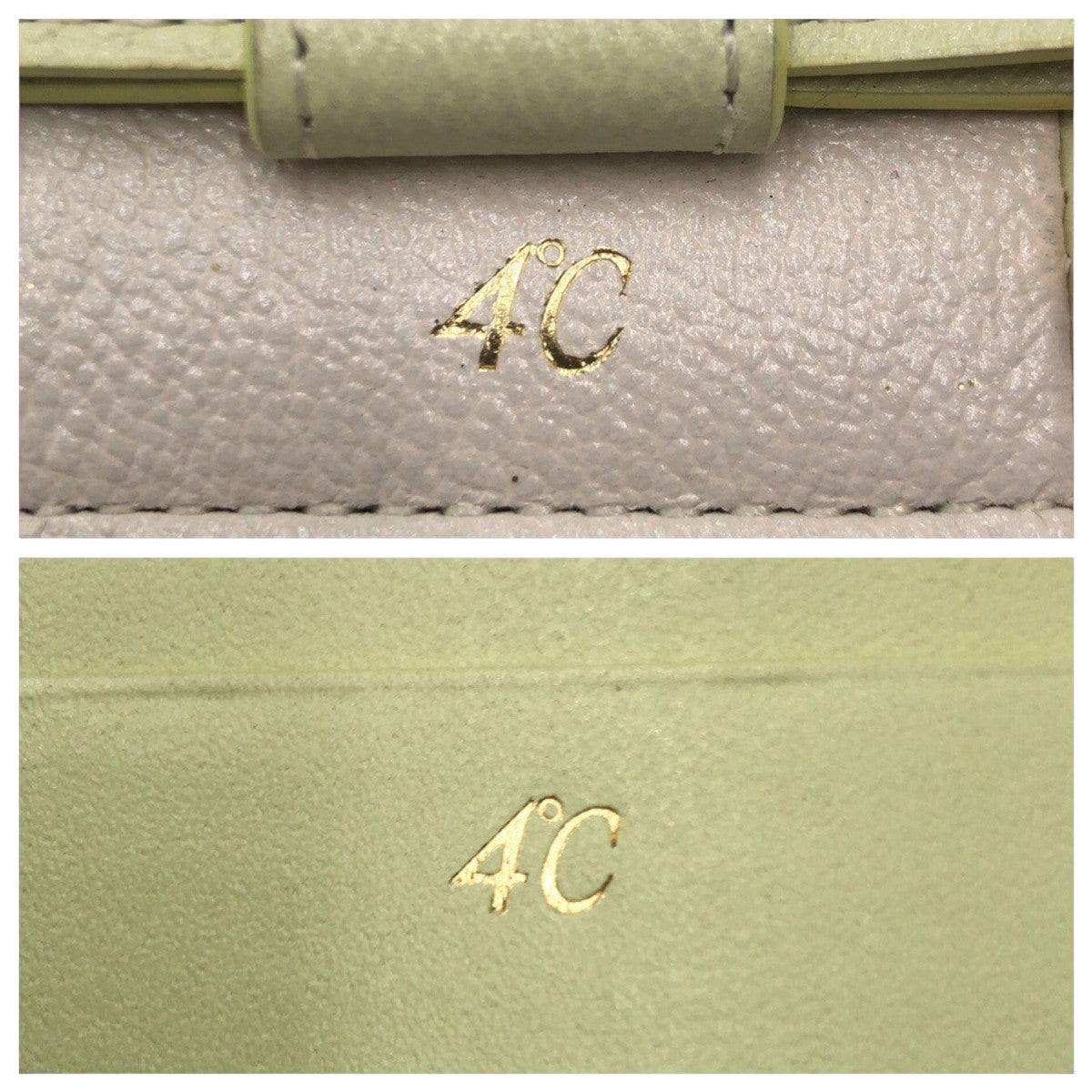 22513
４℃ ４℃ グリーン ベージュ レザー カードケース パスケース レディース ABP1