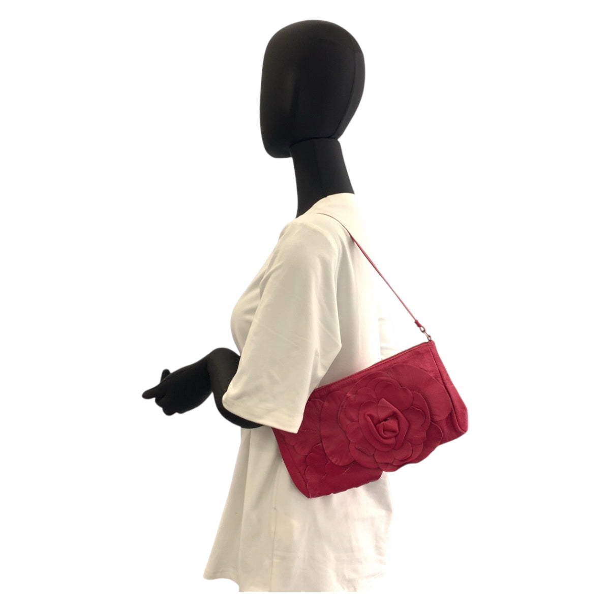 22514
Furla フルラ フラワーモチーフ ピンク シルバー金具 レザー ショルダーバッグ アクセサリーポーチ レディース AB2