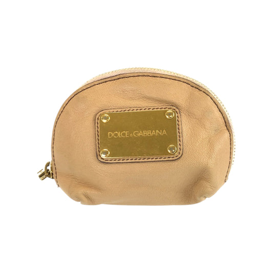 22516
DOLCE&GABBANA ドルチェアンドガッバーナ ベージュ ゴールド金具 レザー ポーチ 小物入れ 男女兼用 レディース AB2