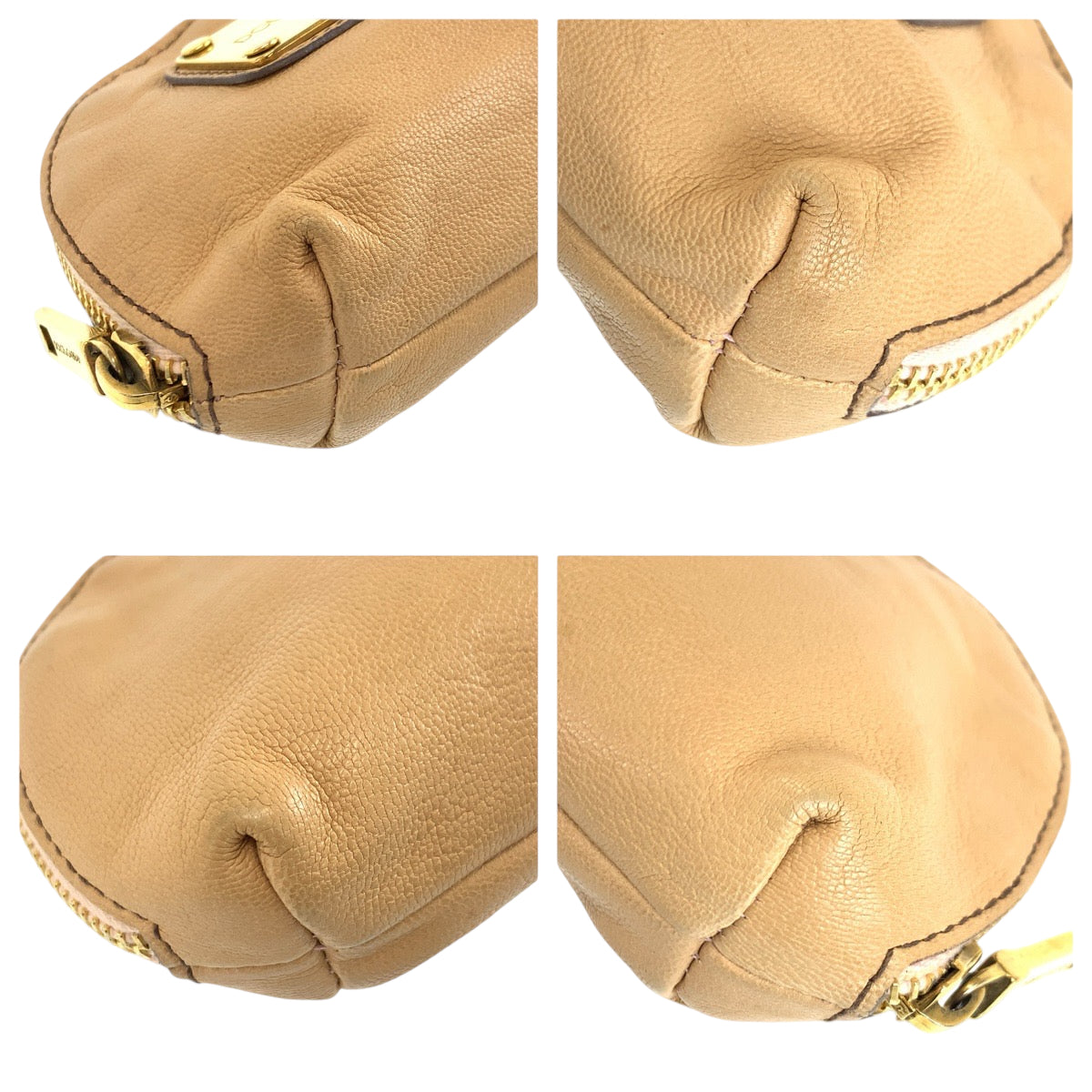 22516
DOLCE&GABBANA Beige Gold Hardware Leather Pouch Small Item Holder Unisex Ladies AB2
