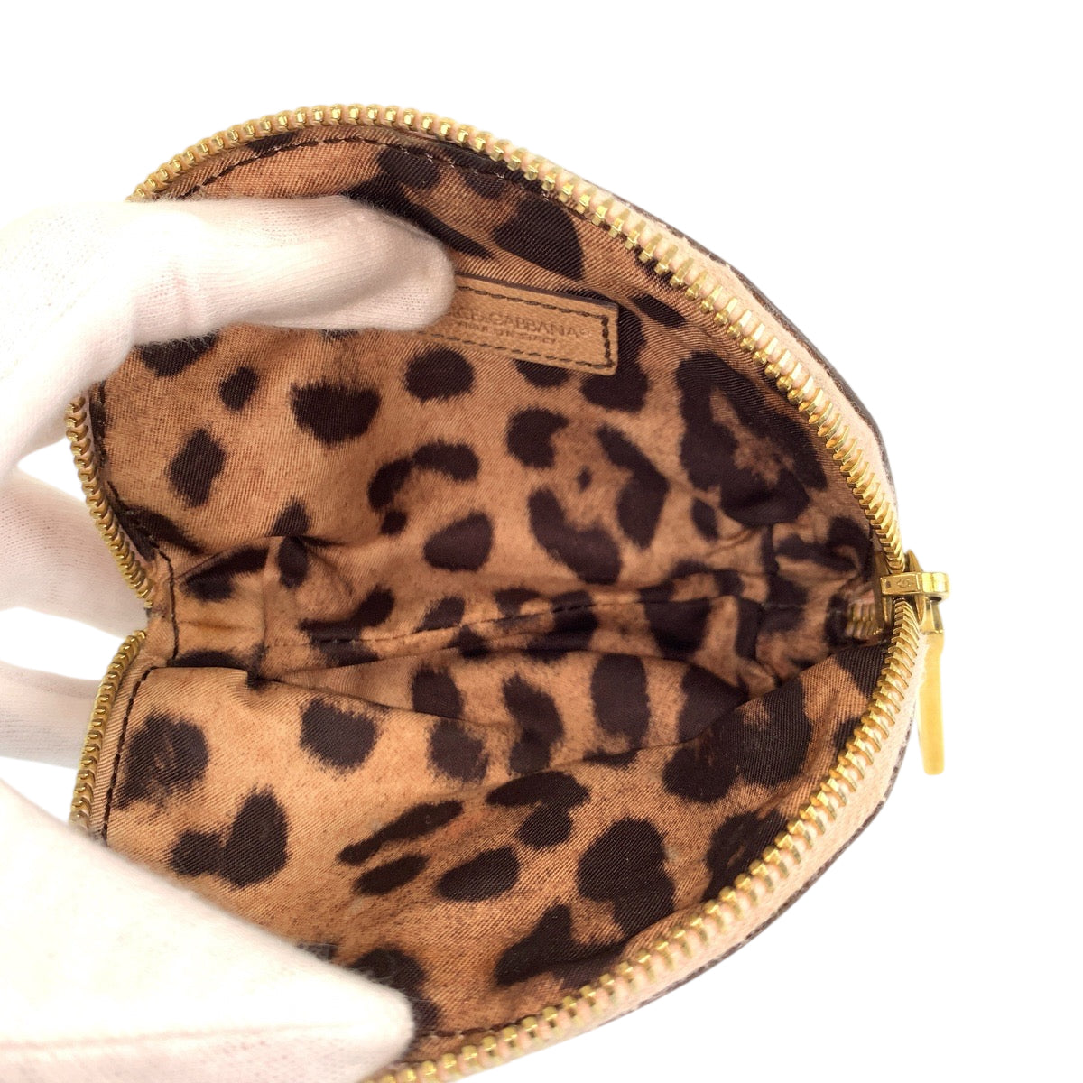 22516
DOLCE&GABBANA Beige Gold Hardware Leather Pouch Small Item Holder Unisex Ladies AB2
