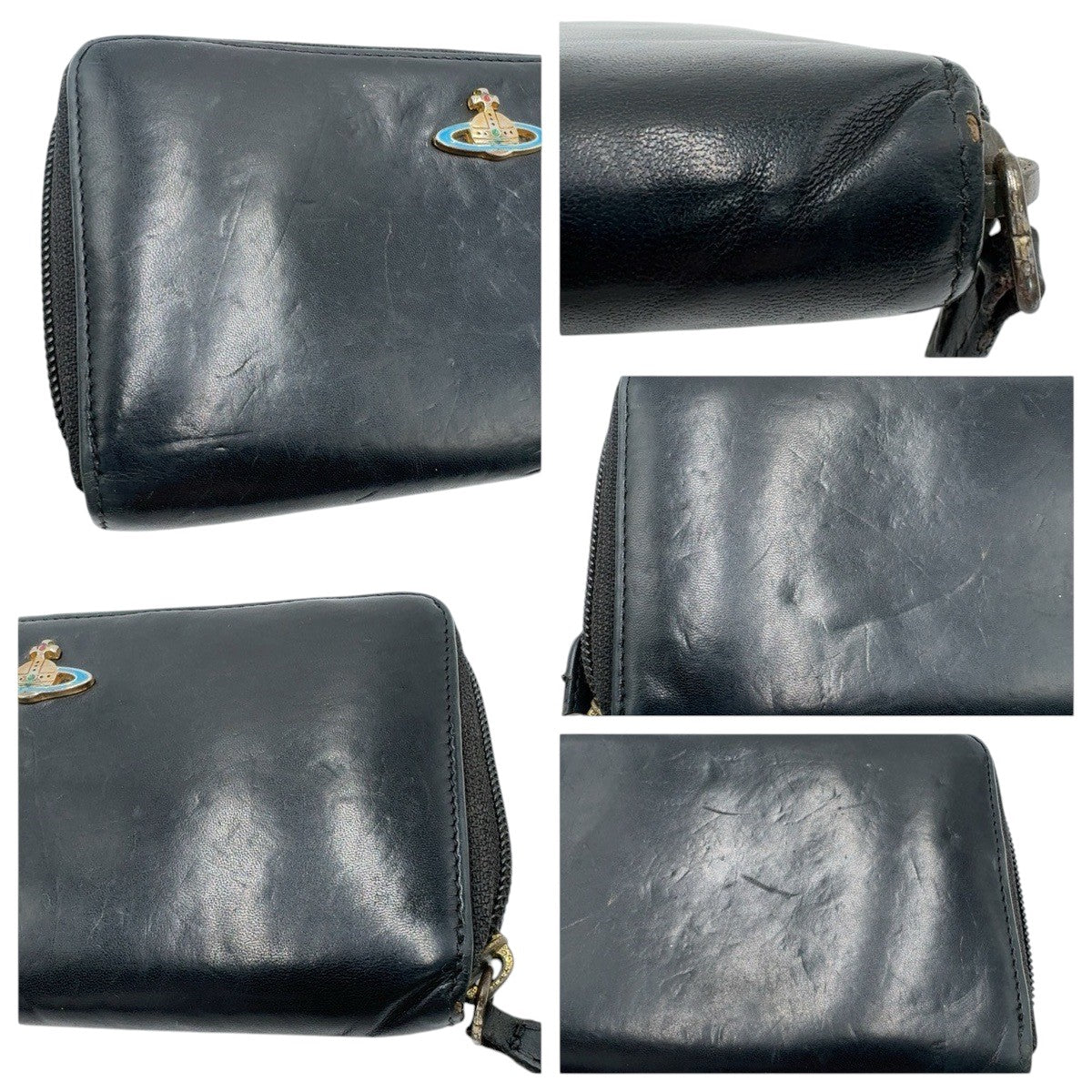 22518
Vivienne Westwood Black Leather Long Wallet Gold Hardware Women's AB2