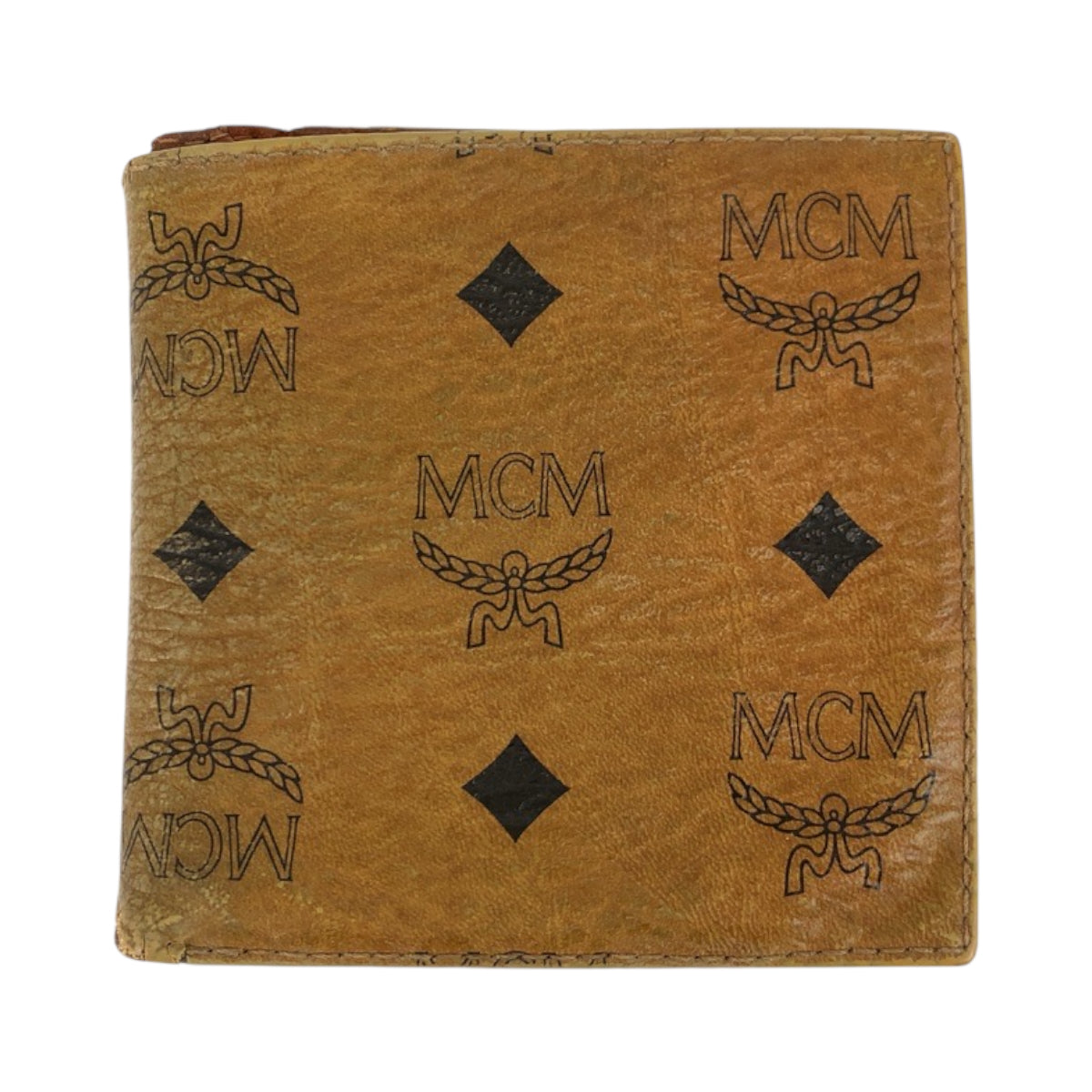 22520
MCM エム シー エム ヴィセトス ブラウン キャメル ゴールド金具 レザー 折財布 コンパクトウォレット レディース B1