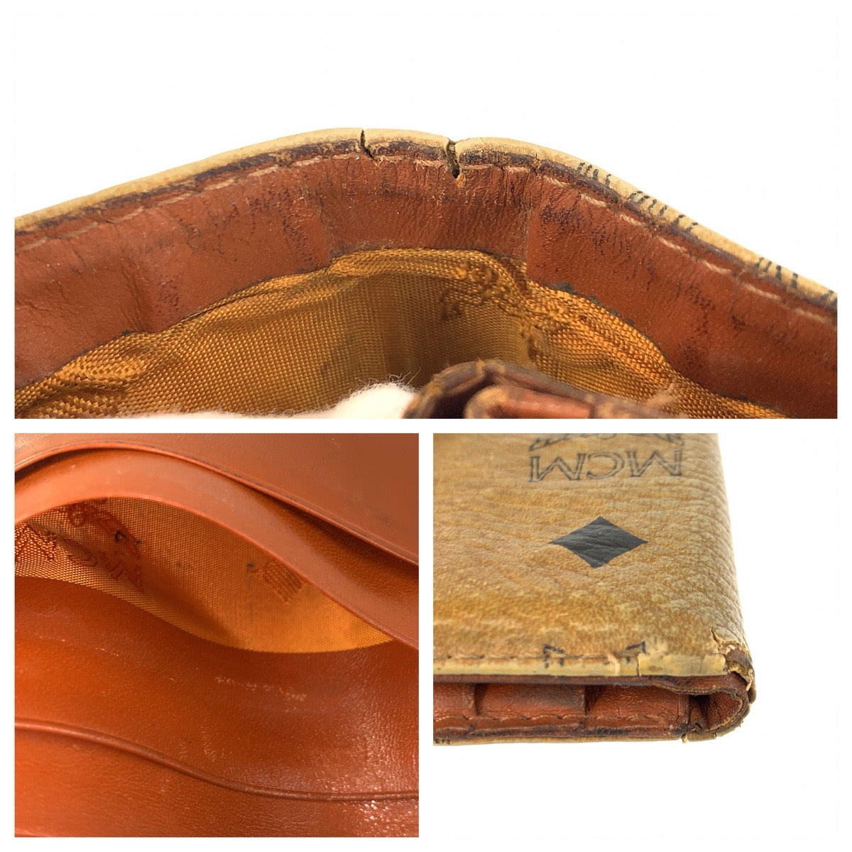 22520
MCM エム シー エム ヴィセトス ブラウン キャメル ゴールド金具 レザー 折財布 コンパクトウォレット レディース B1