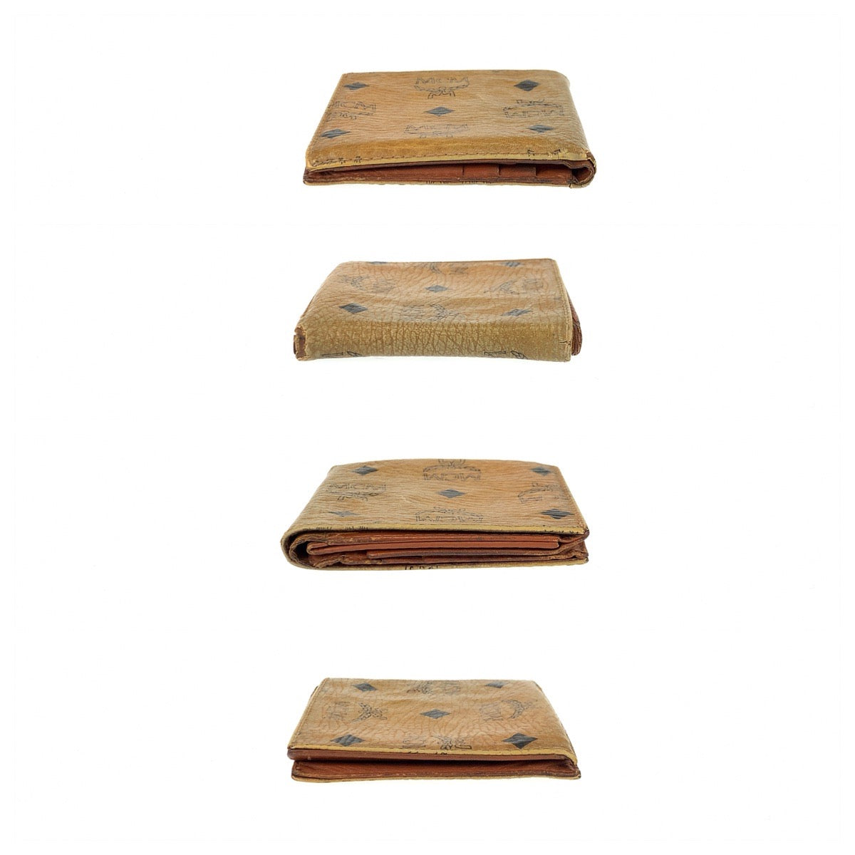 22520
MCM エム シー エム ヴィセトス ブラウン キャメル ゴールド金具 レザー 折財布 コンパクトウォレット レディース B1