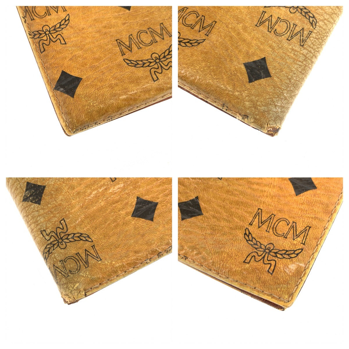 22520
MCM エム シー エム ヴィセトス ブラウン キャメル ゴールド金具 レザー 折財布 コンパクトウォレット レディース B1