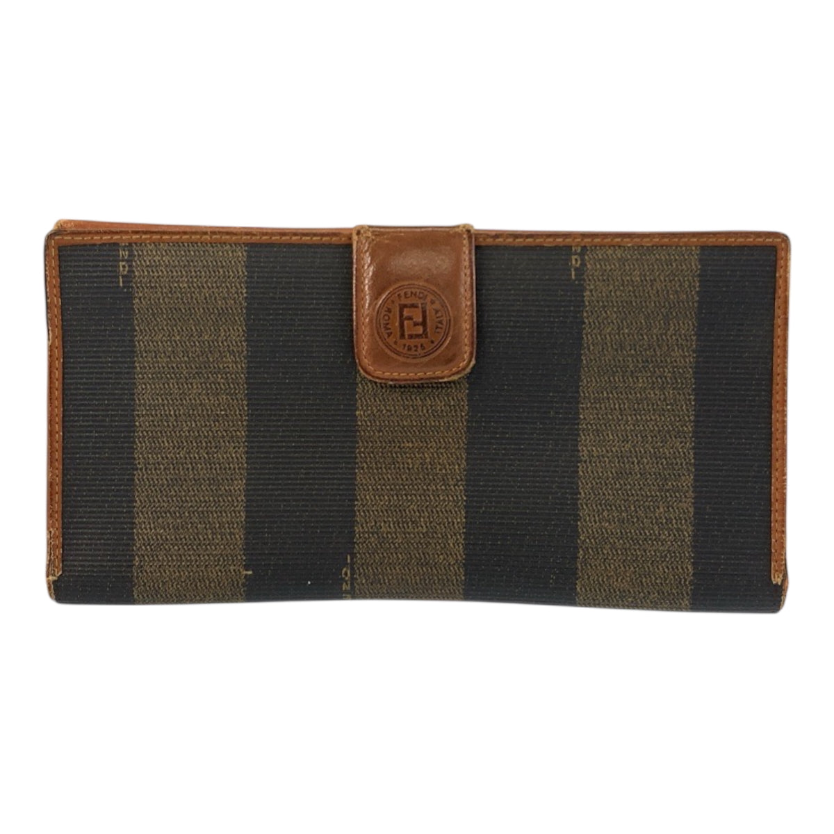 22521
FENDI Pecan Brown Canvas / Leather 2804-01339 049 Long Wallet for Women B1
