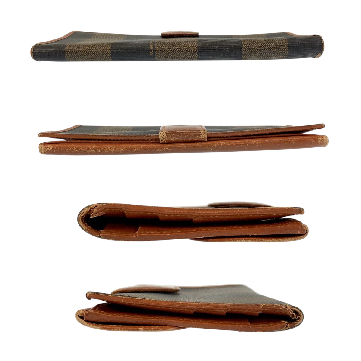 22521
FENDI Pecan Brown Canvas / Leather 2804-01339 049 Long Wallet for Women B1