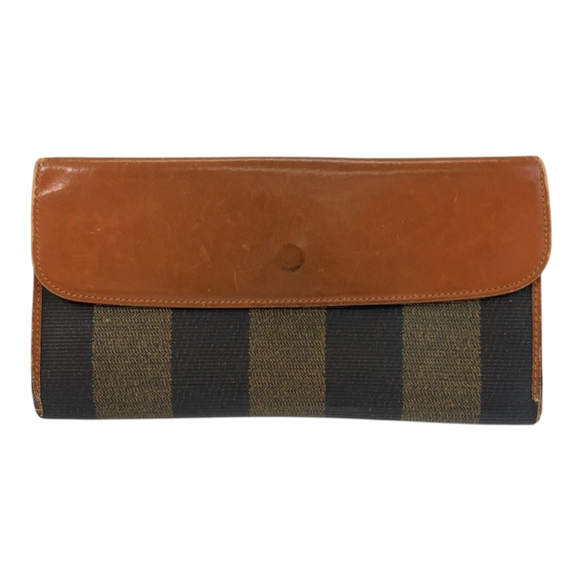 22521
FENDI Pecan Brown Canvas / Leather 2804-01339 049 Long Wallet for Women B1