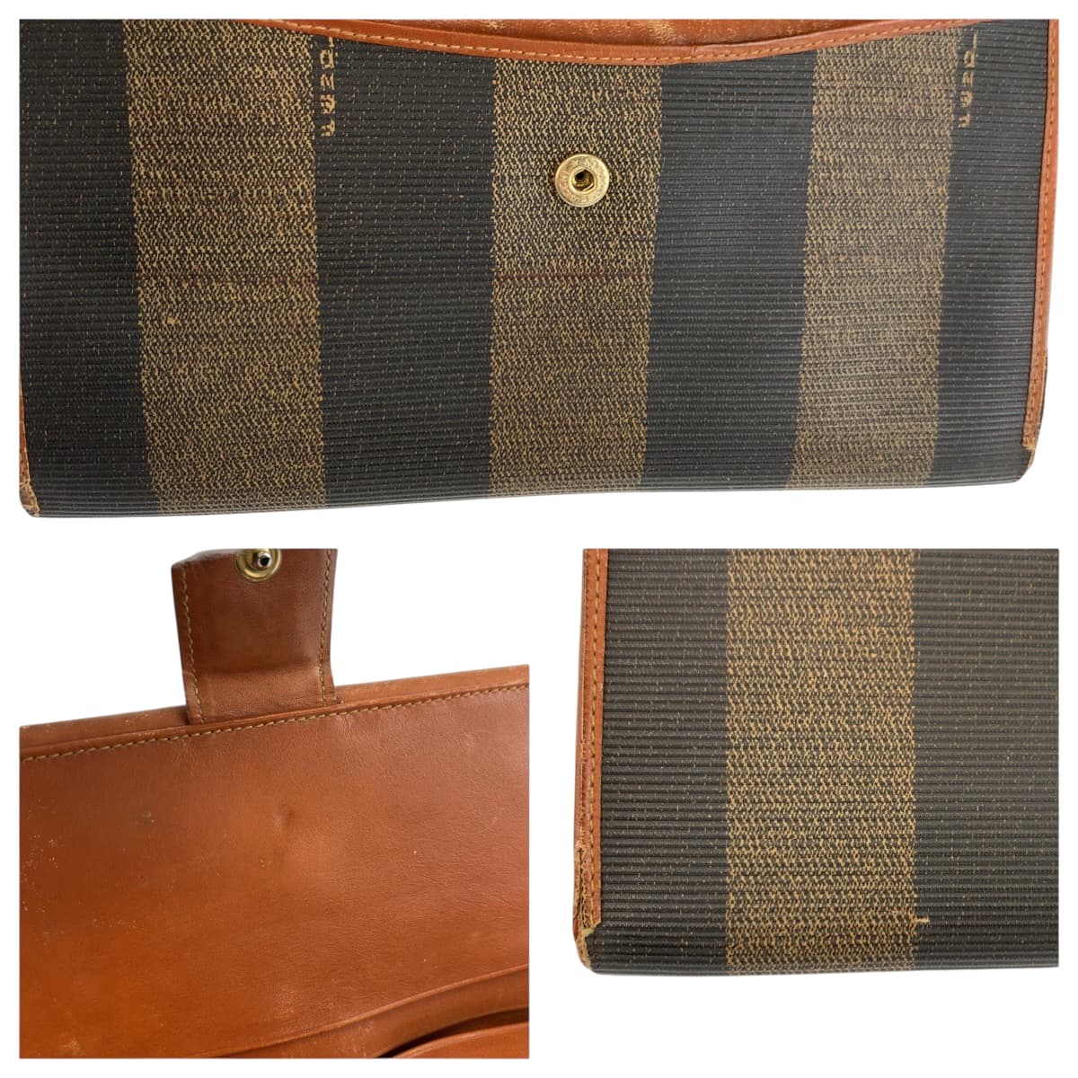 22521
FENDI Pecan Brown Canvas / Leather 2804-01339 049 Long Wallet for Women B1