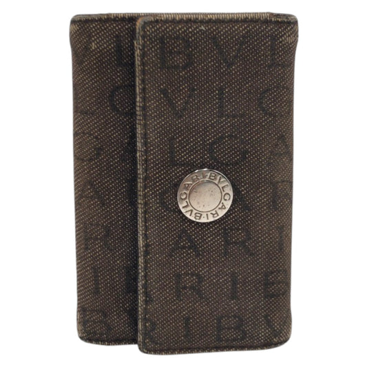 22525
BVLGARI ブルガリ ロゴマニア ブラウン シルバー金具 キャンバス キーケース 男女兼用 レディース B1