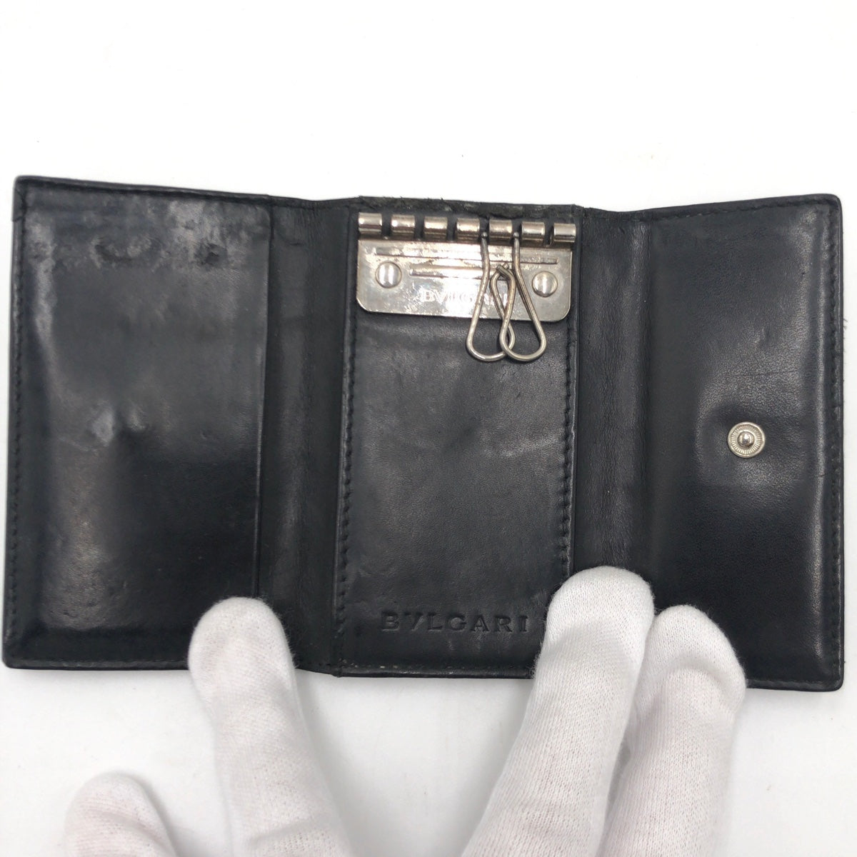 22525
BVLGARI ブルガリ ロゴマニア ブラウン シルバー金具 キャンバス キーケース 男女兼用 レディース B1