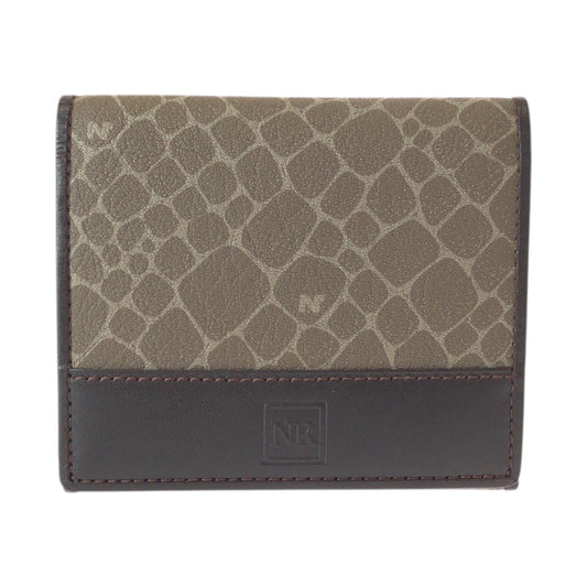 22528
NINA RICCI ニナリッチ ブラウン カーキ ゴールド金具 レザー 折財布 コンパクトウォレット レディース ABP1