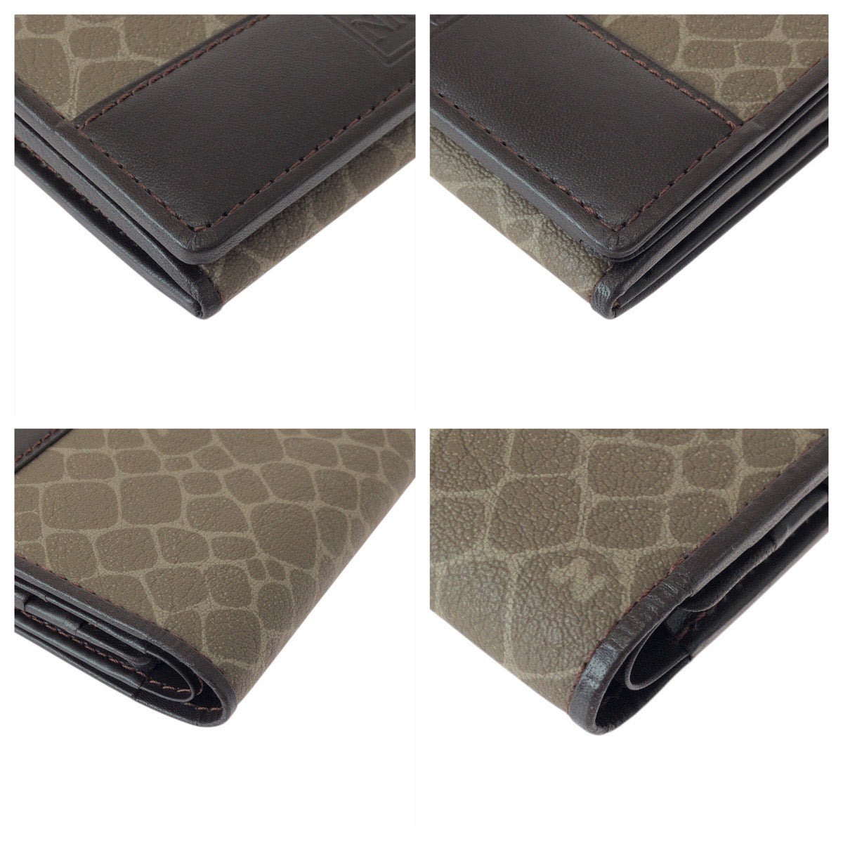 22528
NINA RICCI Brown Khaki Gold Hardware Leather Bi-fold Wallet Compact Wallet Women's ABP1