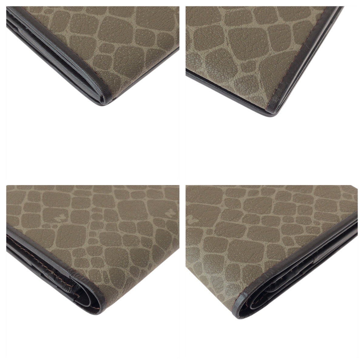 22528
NINA RICCI Brown Khaki Gold Hardware Leather Bi-fold Wallet Compact Wallet Women's ABP1