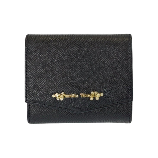 22529
Samantha Thavasa サマンサタバサ ビジュー ブラック 黒 ゴールド金具 レザー 折財布 コンパクトウォレット レディース ABP1