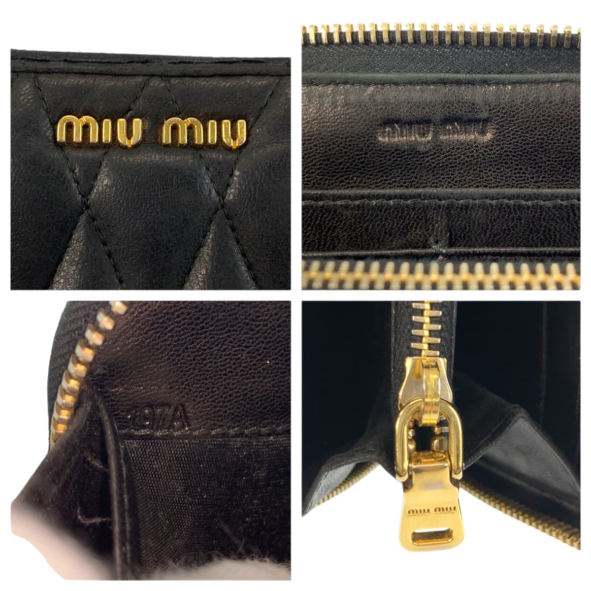 22530
MIUMIU ミュウミュウ ナッパバイカー ブラック 黒 ゴールド金具 レザー 長財布 ロングウォレット レディース B2